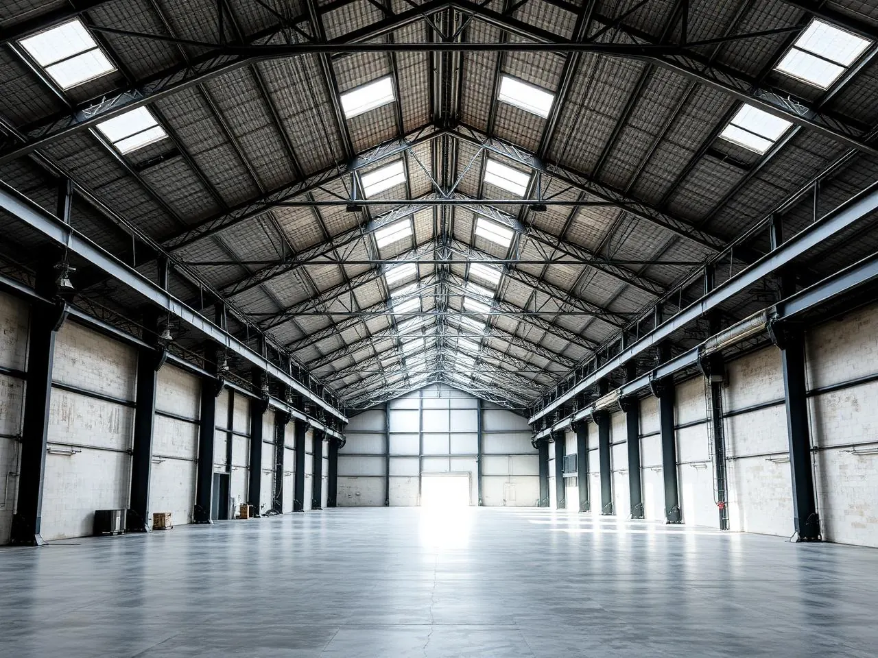 Interior of a clear-span pre-engineered steel warehouse built by Genuine PEB Projects